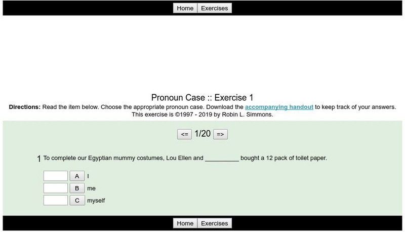 Grammar Bytes: Pronoun Case: Exercise 1 Unknown Type Grammar Bytes: Pronoun Case: Exercise 1 Unknown Type