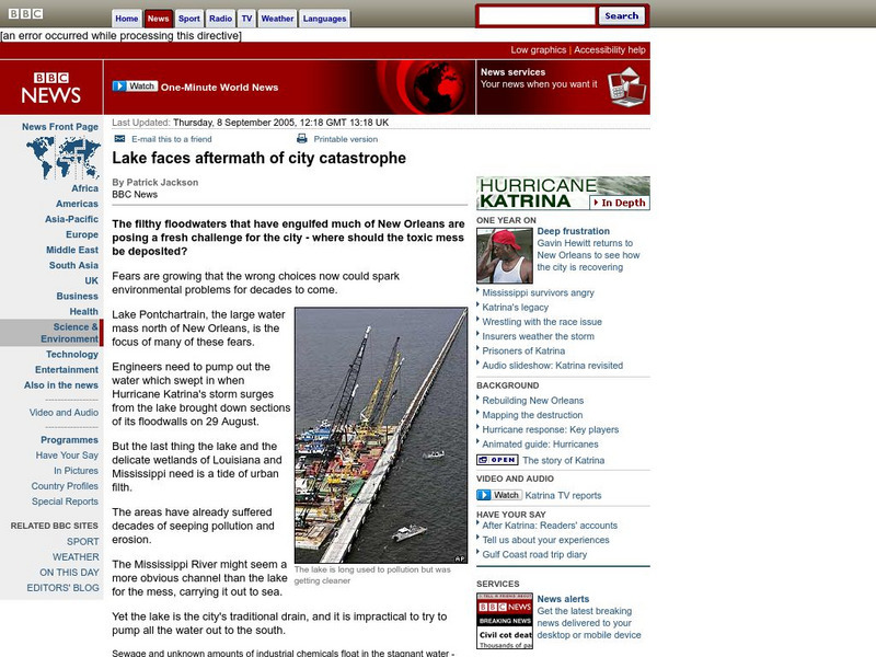 Bbc: Lake Faces Aftermath of City Catastrophe Article Bbc: Lake Faces Aftermath of City Catastrophe Article