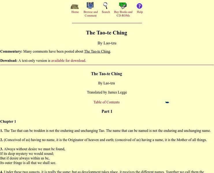Mit: Internet Classics Archive: The Tao Te Ching by Lao T eBook Mit: Internet Classics Archive: The Tao Te Ching by Lao T eBook