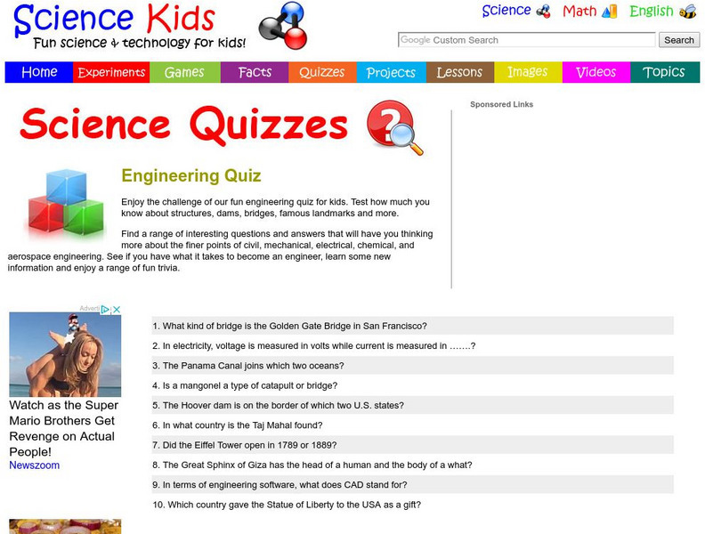 Science Kids: Science Quizzes: Engineering Quiz Unknown Type