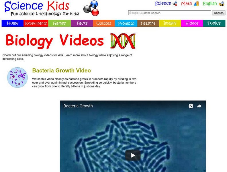 Science Kids: Biology Videos: Bacteria Growth Video Instructional Video