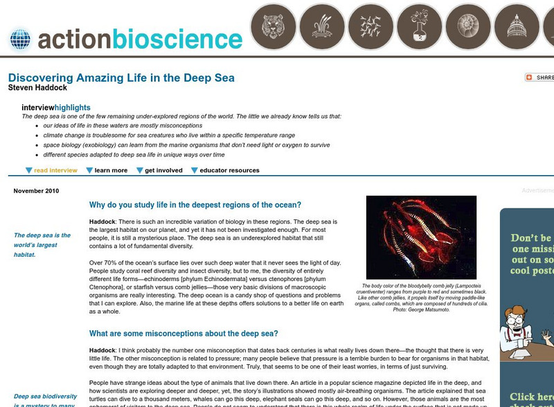 Action Bioscience: Discovering Amazing Life in the Deep Sea Article Action Bioscience: Discovering Amazing Life in the Deep Sea Article