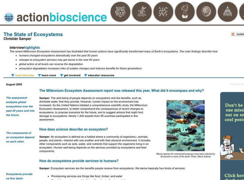 Action Bioscience: The State of Ecosystems Article Action Bioscience: The State of Ecosystems Article