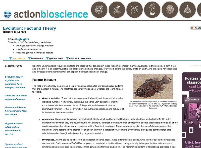 Action Bioscience: Evolution: Fact and Theory Article Action Bioscience: Evolution: Fact and Theory Article