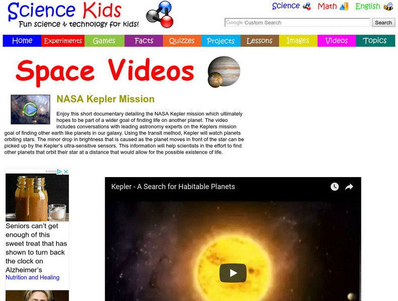 Science Kids: Space Videos: Nasa Kepler Mission Instructional Video