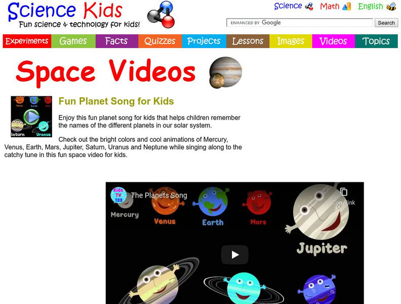 Science Kids: Space Videos: Fun Planet Song for Kids Instructional Video