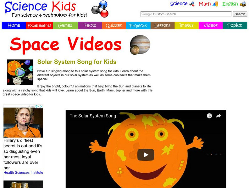 Science Kids: Space Videos: Solar System Song for Kids Instructional Video