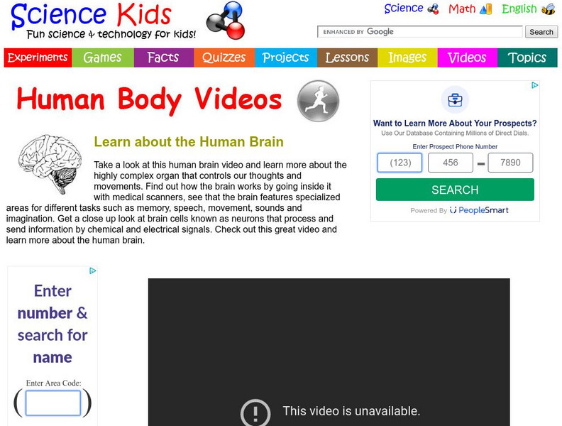 Science Kids: Human Body Videos: Learn About the Human Brain Instructional Video