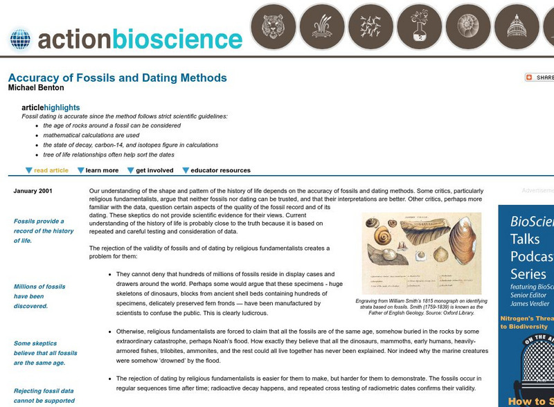 Action Bioscience: Accuracy of Fossils and Dating Methods Article Action Bioscience: Accuracy of Fossils and Dating Methods Article