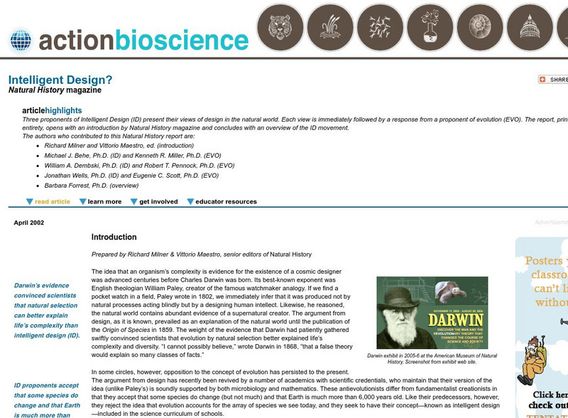 Action Bioscience: Intelligent Design? Article Action Bioscience: Intelligent Design? Article