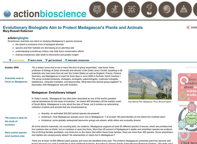 Action Bioscience: Evolutionary Biologists Protect Madagascar's Wildlife Article Action Bioscience: Evolutionary Biologists Protect Madagascar's Wildlife Article
