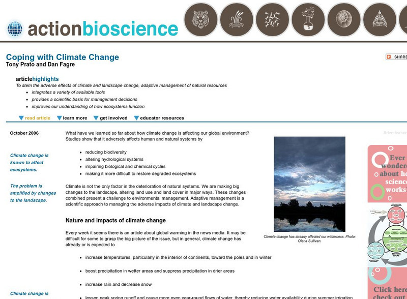 Action Bioscience: Coping With Climate Change Article Action Bioscience: Coping With Climate Change Article