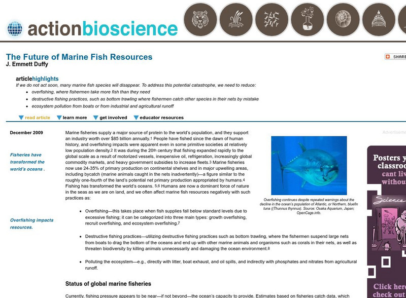 Action Bioscience: The Future of Marine Fish Resources Article Action Bioscience: The Future of Marine Fish Resources Article