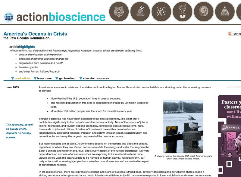 Action Bioscience: America's Oceans in Crisis Article