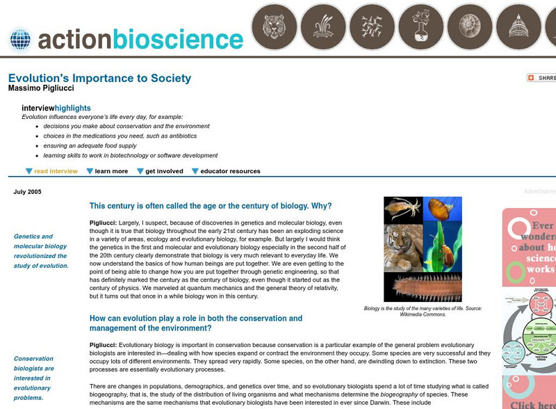 Action Bioscience: Evolution's Importance to Society Article Action Bioscience: Evolution's Importance to Society Article