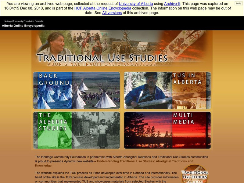 Alberta Online Encyclopedia: Tus: Aboriginal Traditions and Knowledge Handout Alberta Online Encyclopedia: Tus: Aboriginal Traditions and Knowledge Handout
