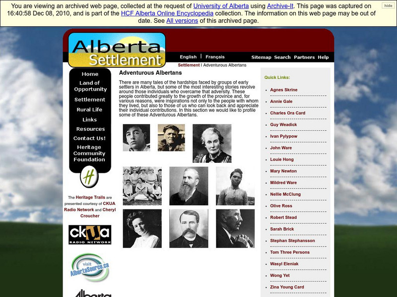 Alberta Online Encyclopedia: Adventurous Albertans Handout Alberta Online Encyclopedia: Adventurous Albertans Handout