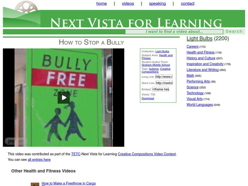 Next Vista for Learning: How to Stop Bullying Instructional Video Next Vista for Learning: How to Stop Bullying Instructional Video