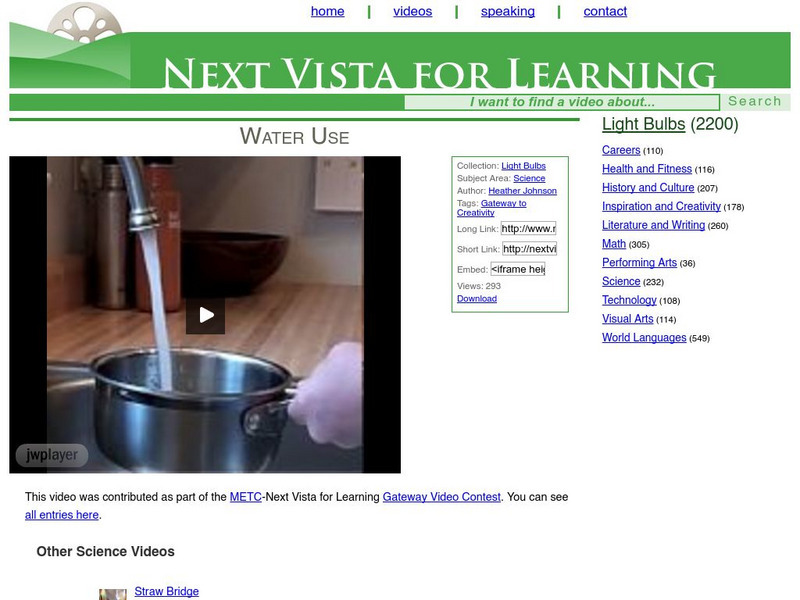 Next Vista for Learning: Water Use Instructional Video Next Vista for Learning: Water Use Instructional Video