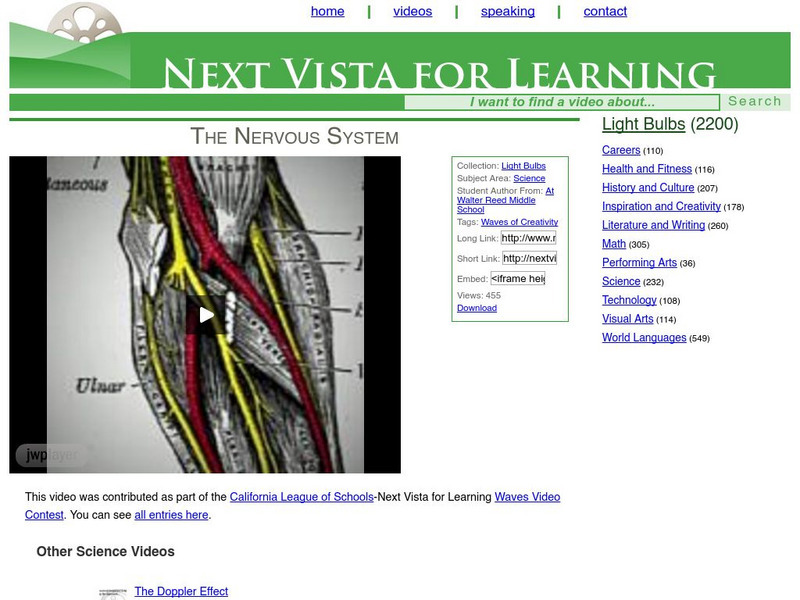 Next Vista for Learning: The Nervous System Instructional Video Next Vista for Learning: The Nervous System Instructional Video
