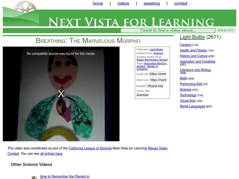 Next Vista for Learning: Breathing: The Marvelous Murpho Instructional Video Next Vista for Learning: Breathing: The Marvelous Murpho Instructional Video