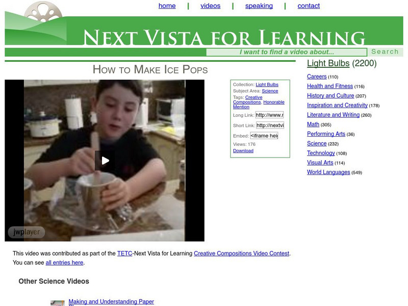 Next Vista for Learning: How to Make Ice Pops Instructional Video Next Vista for Learning: How to Make Ice Pops Instructional Video