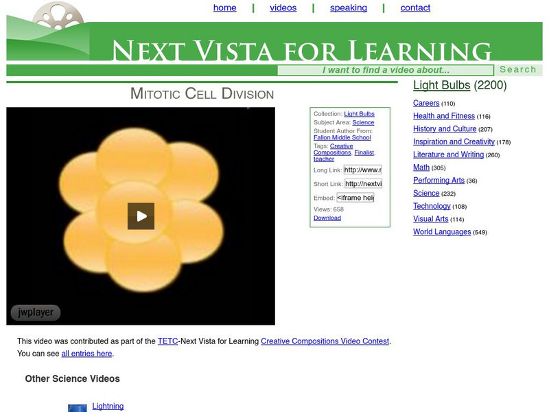 Next Vista for Learning: Mitotic Cell Division Instructional Video Next Vista for Learning: Mitotic Cell Division Instructional Video