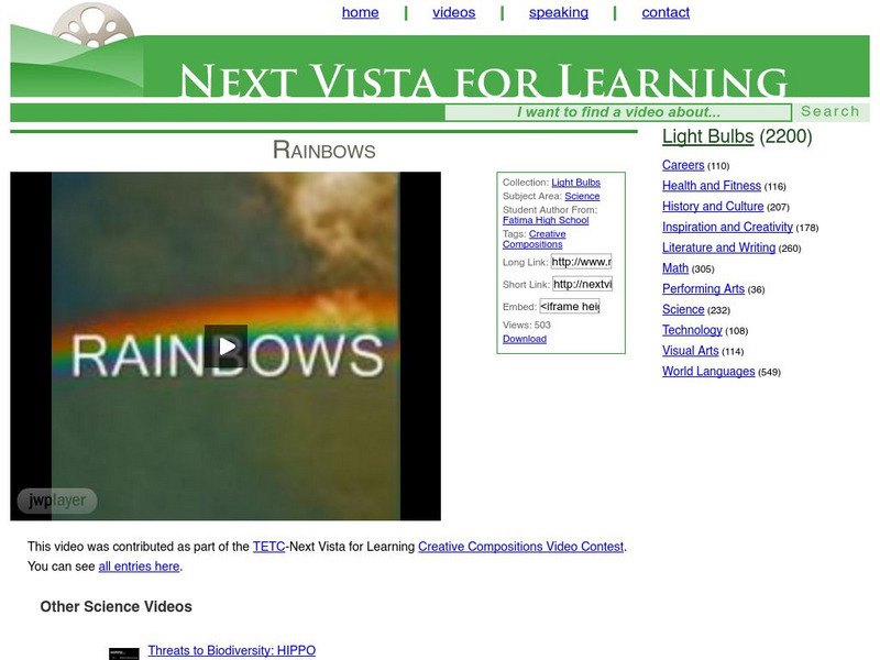 Next Vista for Learning: Rainbows Instructional Video Next Vista for Learning: Rainbows Instructional Video