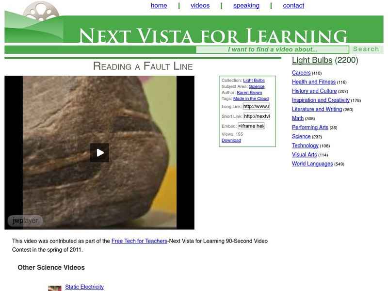 Next Vista for Learning: Reading a Fault Line Instructional Video Next Vista for Learning: Reading a Fault Line Instructional Video