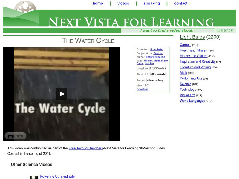 Next Vista for Learning: The Water Cycle Instructional Video Next Vista for Learning: The Water Cycle Instructional Video