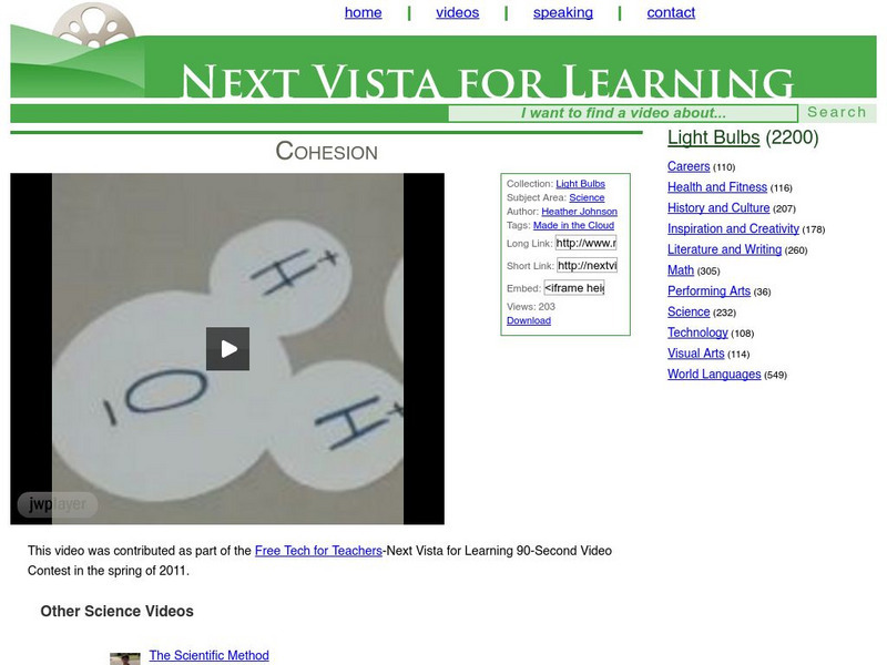 Next Vista for Learning: Cohesion Instructional Video Next Vista for Learning: Cohesion Instructional Video