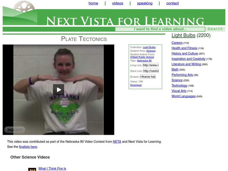 Next Vista for Learning: Plate Tectonics Instructional Video Next Vista for Learning: Plate Tectonics Instructional Video