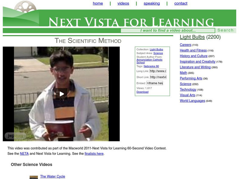 Next Vista for Learning: The Scientific Method Instructional Video Next Vista for Learning: The Scientific Method Instructional Video