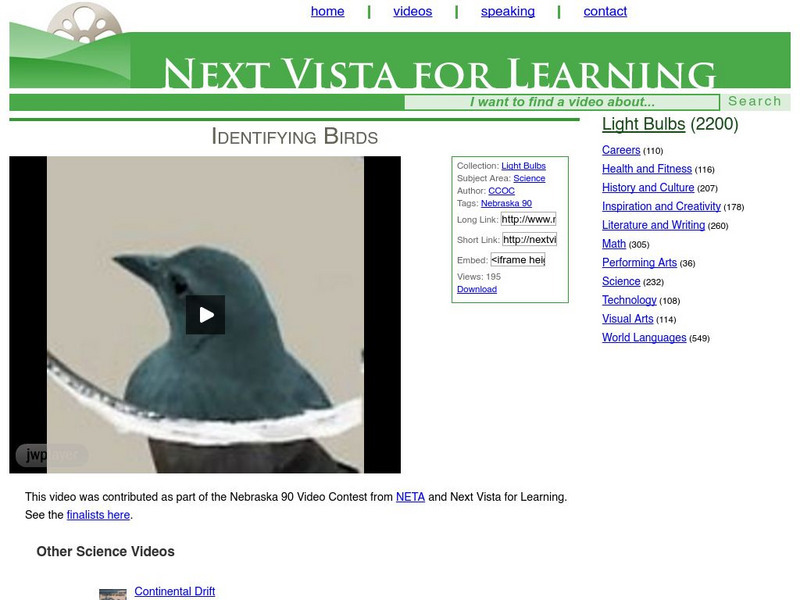 Next Vista for Learning: Identifying Birds Instructional Video Next Vista for Learning: Identifying Birds Instructional Video