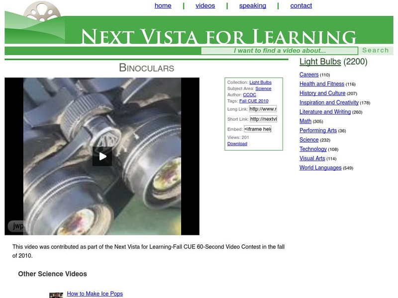 Next Vista for Learning: Binoculars Instructional Video Next Vista for Learning: Binoculars Instructional Video