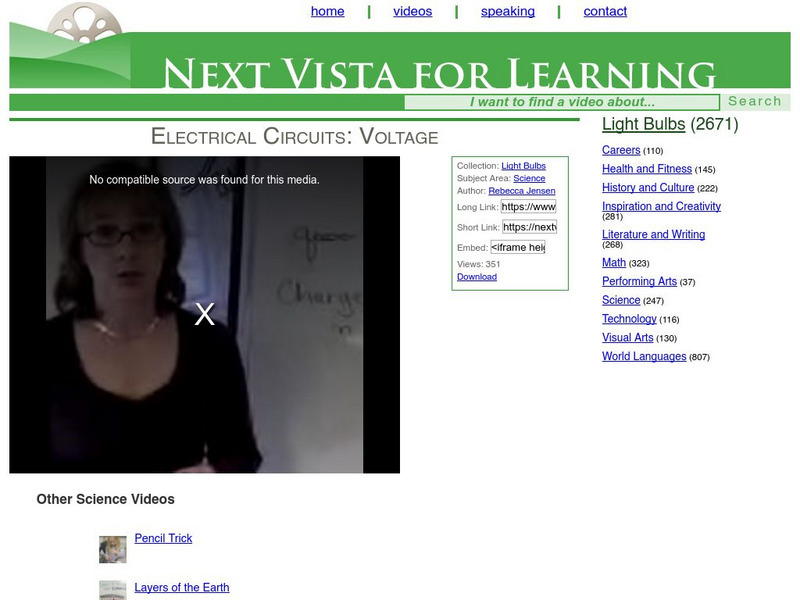 Next Vista for Learning: Electrical Circuits: Voltage Instructional Video Next Vista for Learning: Electrical Circuits: Voltage Instructional Video