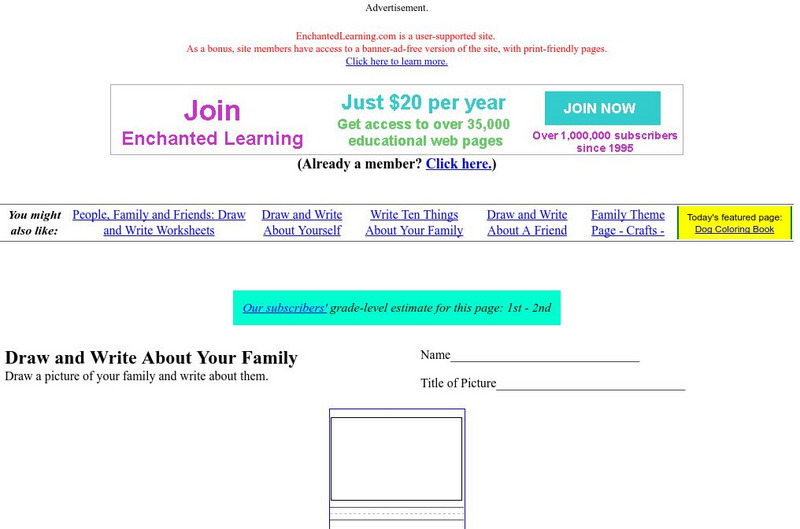 Enchanted Learning: Draw and Write About Your Family Activity Enchanted Learning: Draw and Write About Your Family Activity