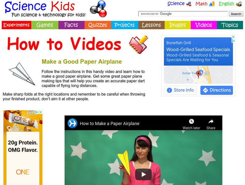Science Kids: How to Videos: Make a Paper Airplane Instructional Video