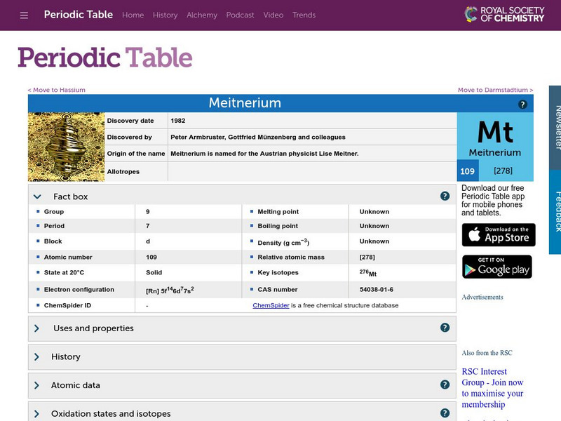 Chemical Society: Meitnerium Handout Chemical Society: Meitnerium Handout