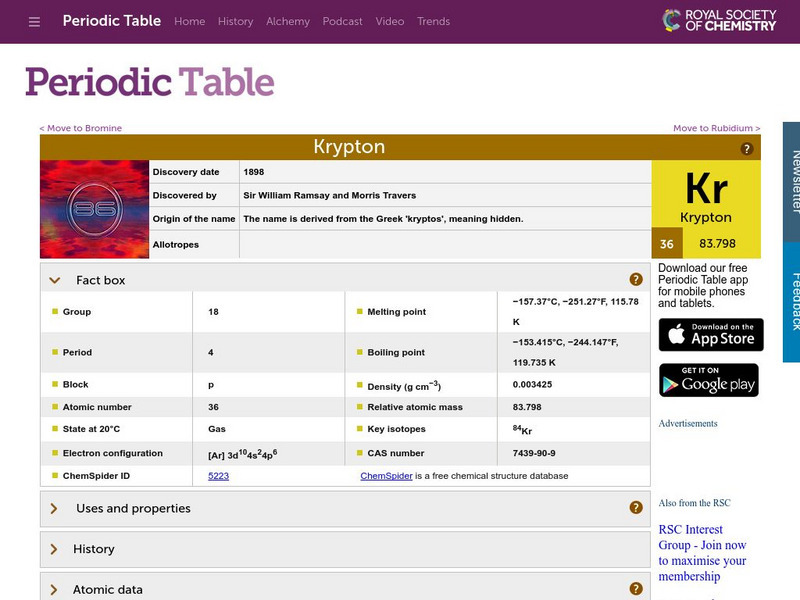 Chemical Society: Krypton Handout Chemical Society: Krypton Handout