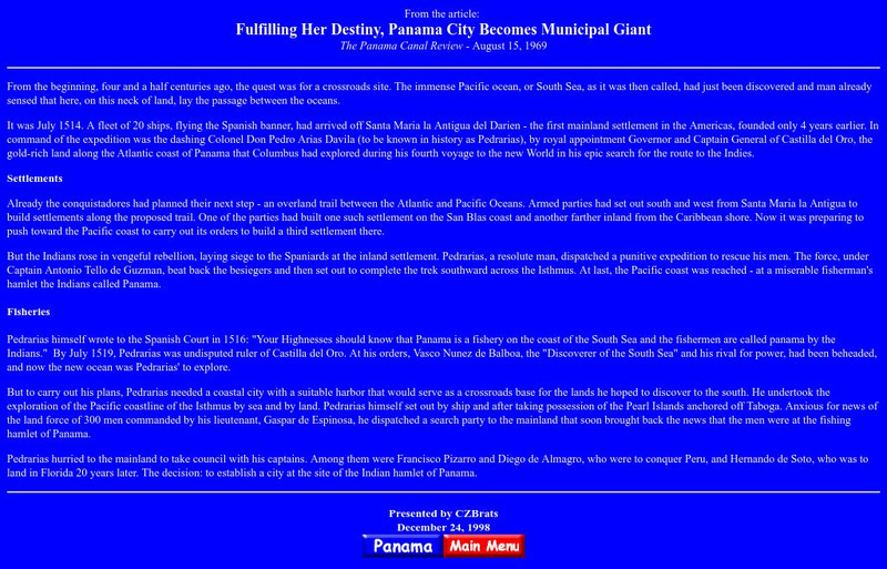 Fulfilling Her Destiny, Panama City Becomes Municipal Giant Article Fulfilling Her Destiny, Panama City Becomes Municipal Giant Article