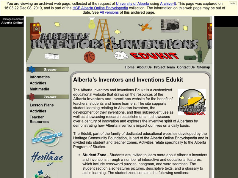 Alberta Online Encyclopedia: Alberta's Inventors and Inventions Edukit Handout Alberta Online Encyclopedia: Alberta's Inventors and Inventions Edukit Handout
