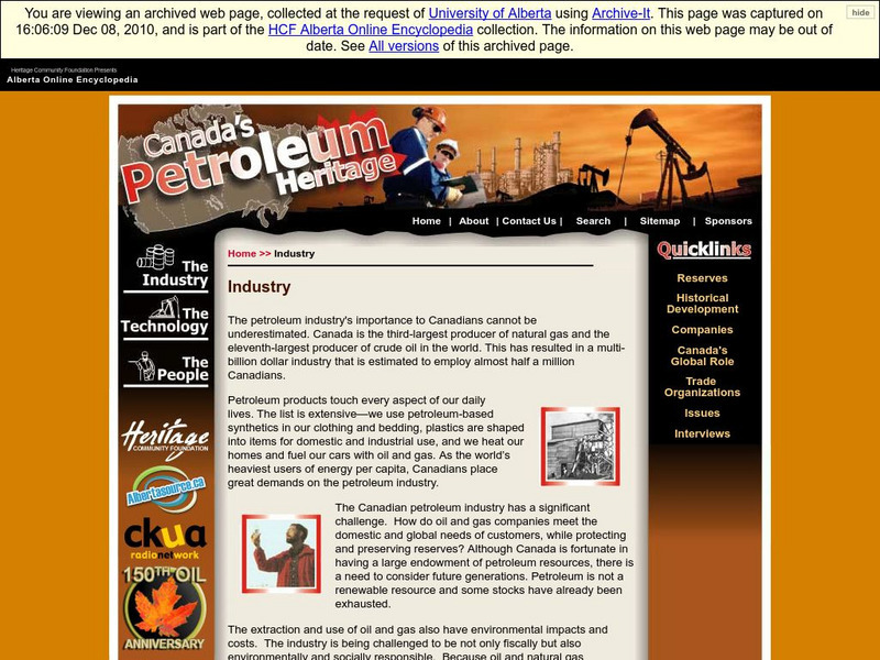 Alberta Online Encyclopedia: Canada's Petroleum Heritage Handout Alberta Online Encyclopedia: Canada's Petroleum Heritage Handout