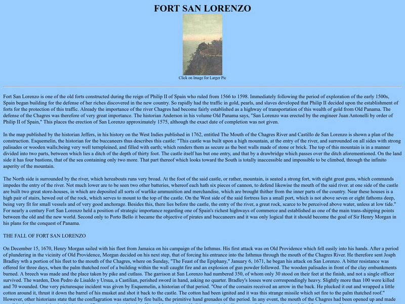 Fort San Lorenzo Article Fort San Lorenzo Article