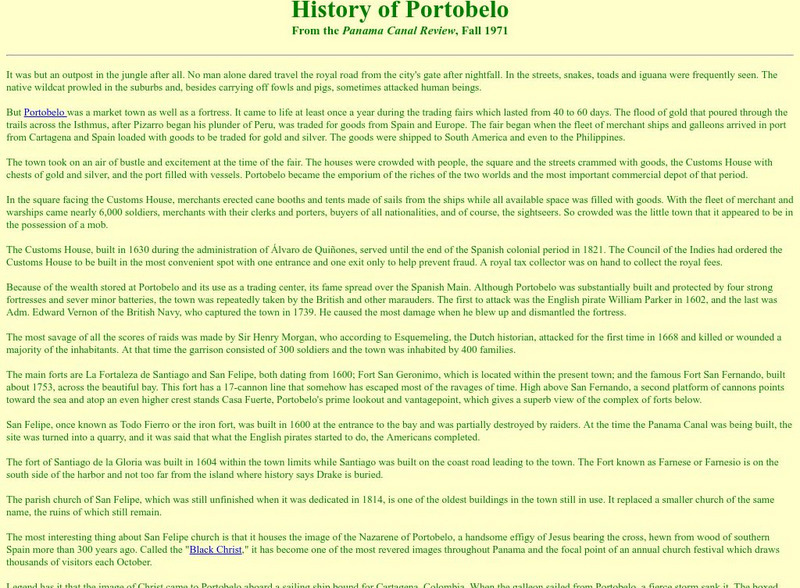 History of Portobelo Article History of Portobelo Article