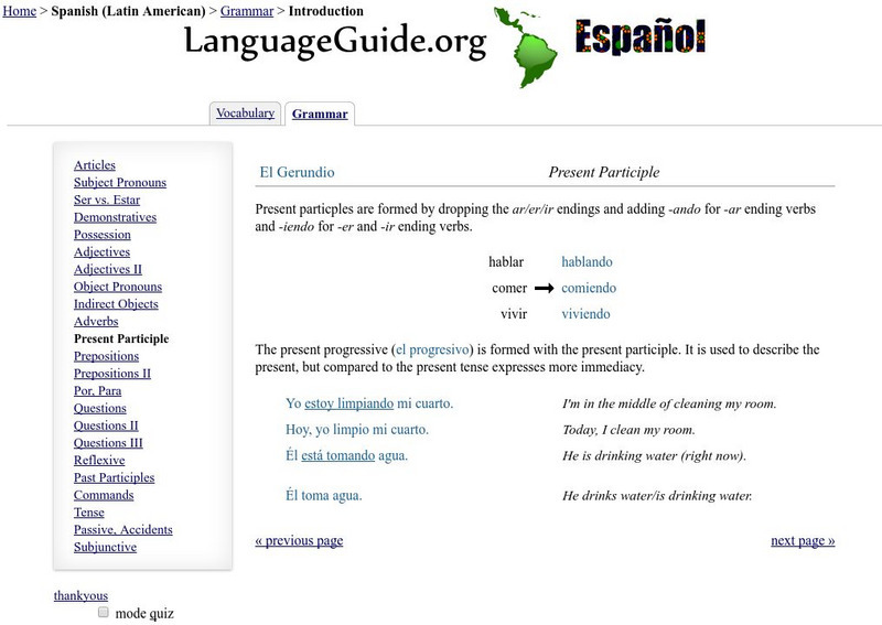 Language Guide: El Gerundio Handout Language Guide: El Gerundio Handout