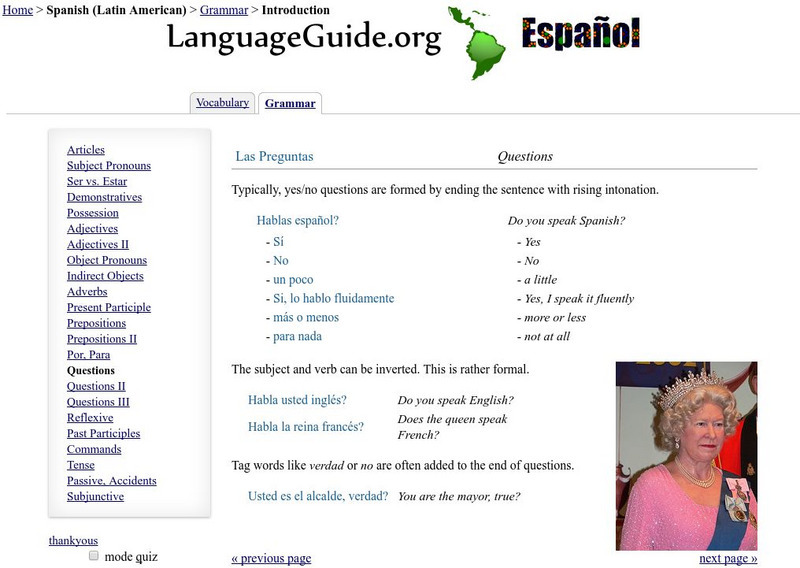 Language Guide: Las Preguntas Iii Handout Language Guide: Las Preguntas Iii Handout