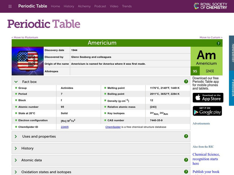 Chemical Society: Americium Handout Chemical Society: Americium Handout