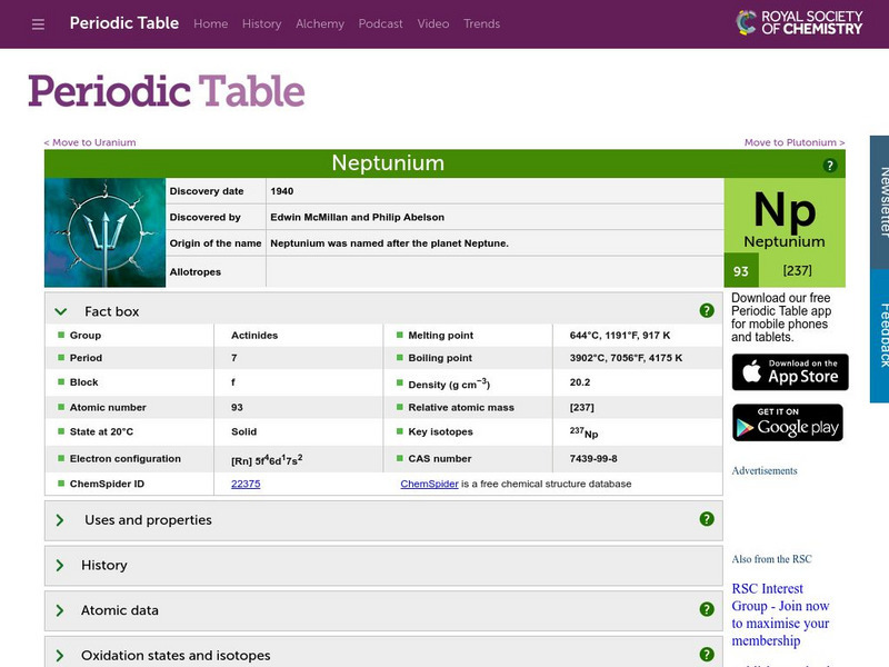 Chemical Society: Neptunium Handout