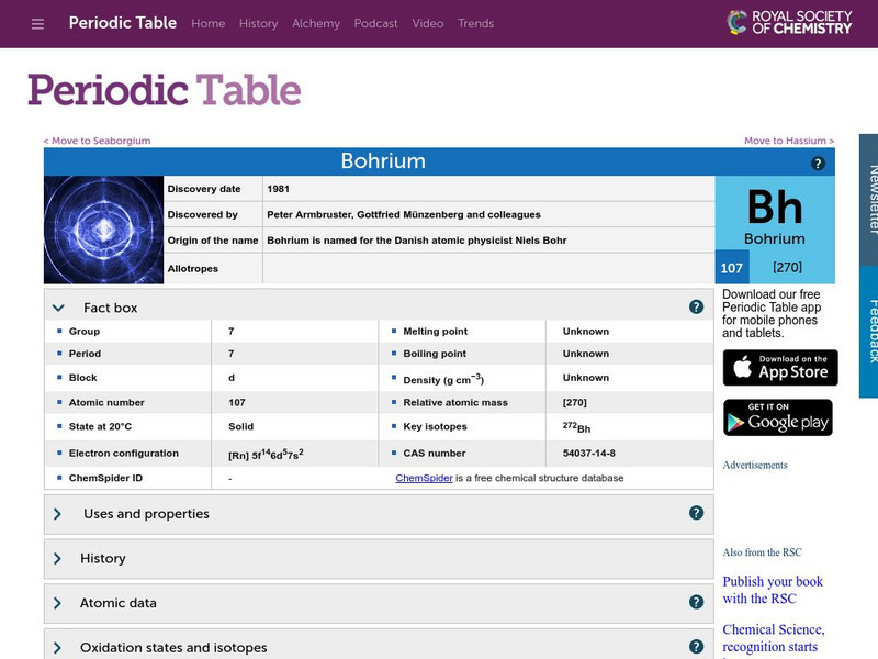 Royal Society of Chemistry: Nielsbohrium Handout